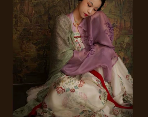 汉服出租 纨绮汉服 玉团儿唐制复原款真丝印...
